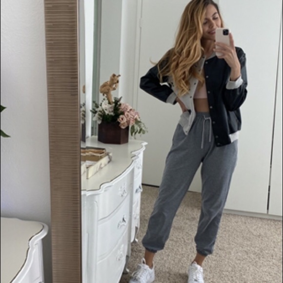 Black/Grey Colorblock Vegan Varsity Faux Leather Jacket Sequins Details - Picture 8 of 8